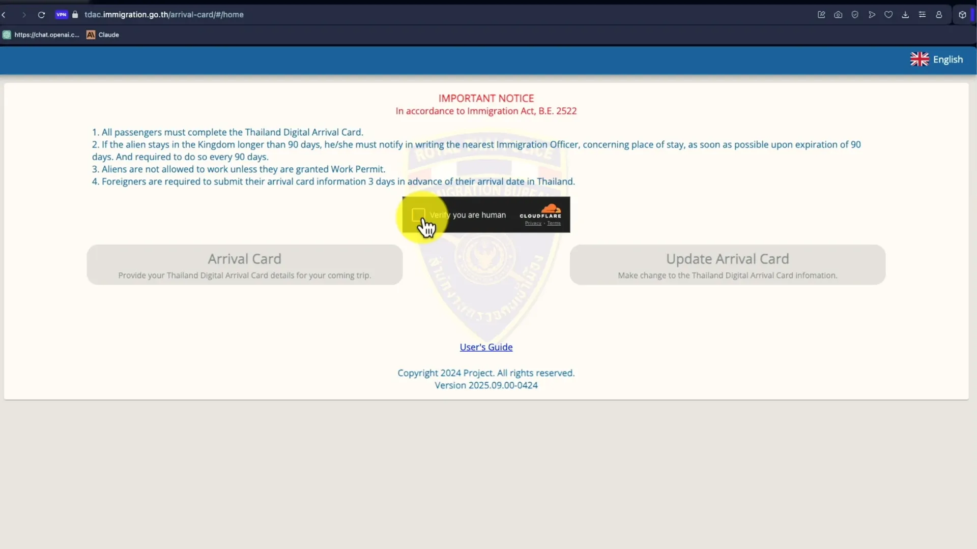 Giao diện trang chủ TDAC